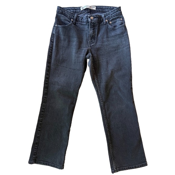 Harley Davidson Motorcycles Black Denim Jeans 12P 12 Petite Stretch Boot Cut‎ - Picture 1 of 10